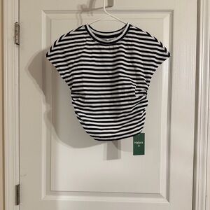 HALARA Navy and White Striped Tee